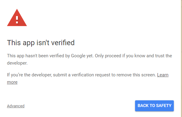 Google App Isn't Verified